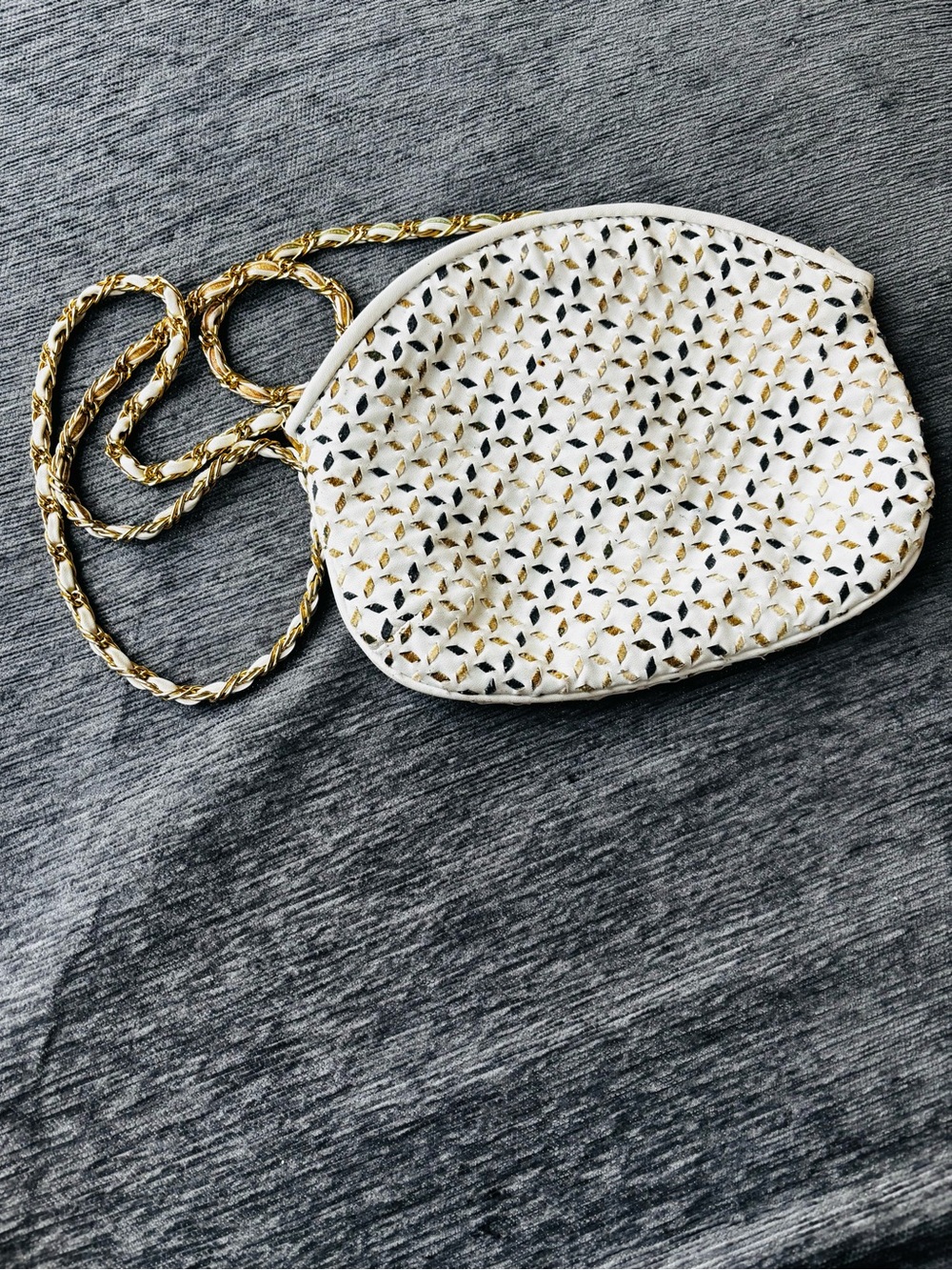 Vintage Saddle Ridge Small White Crossbody with Gold Chain
